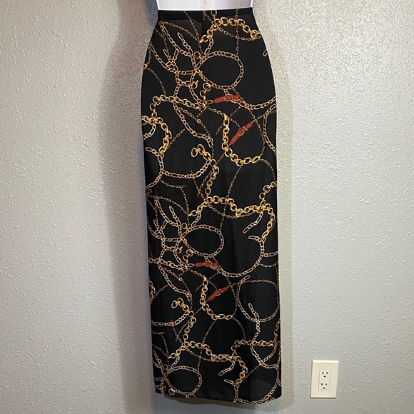 Walter Baker Black and Gold Chain Print Dress - Picture 5 of 8